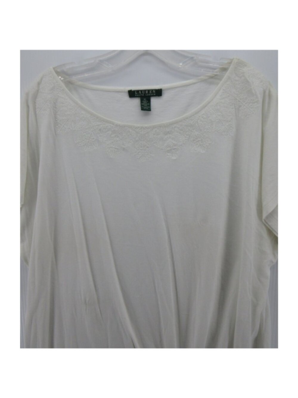 Lauren Ralph Lauren Top XL Blouse Front Tie  Embroidered Pullover * - Picture 2 of 13